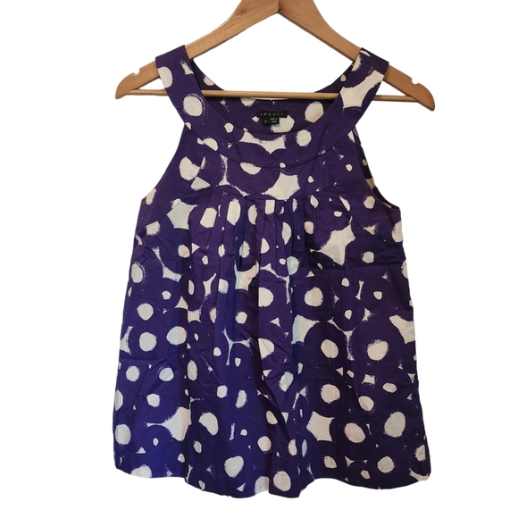 EUC Theory Purple & White Geometric Circles Halter Style Top - Picture 7 of 10